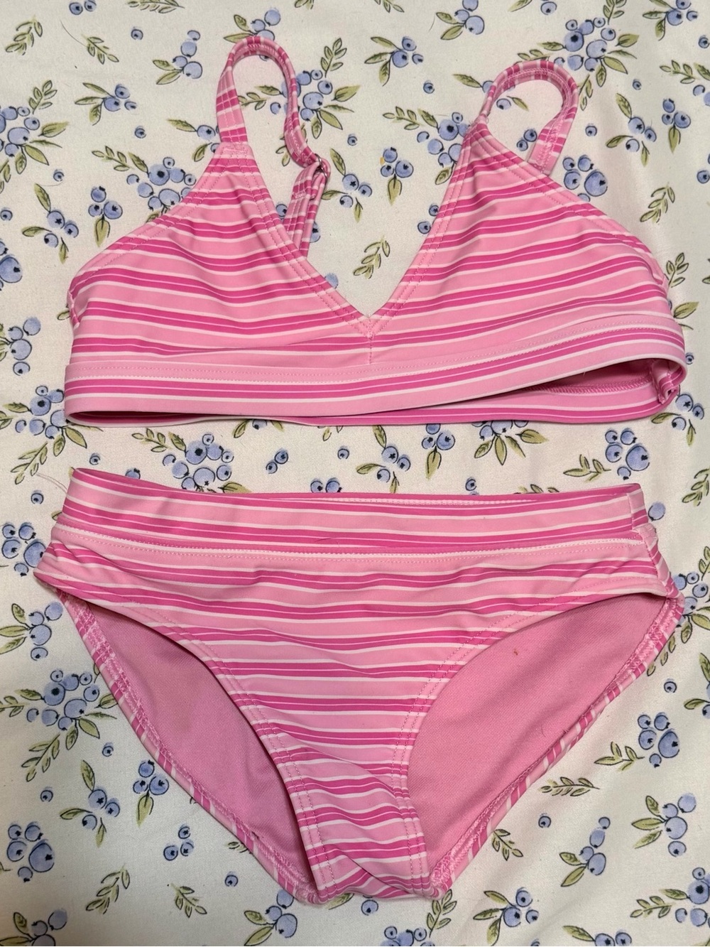 abercrombie kids Pink & White Striped Two-Piece Swim Set